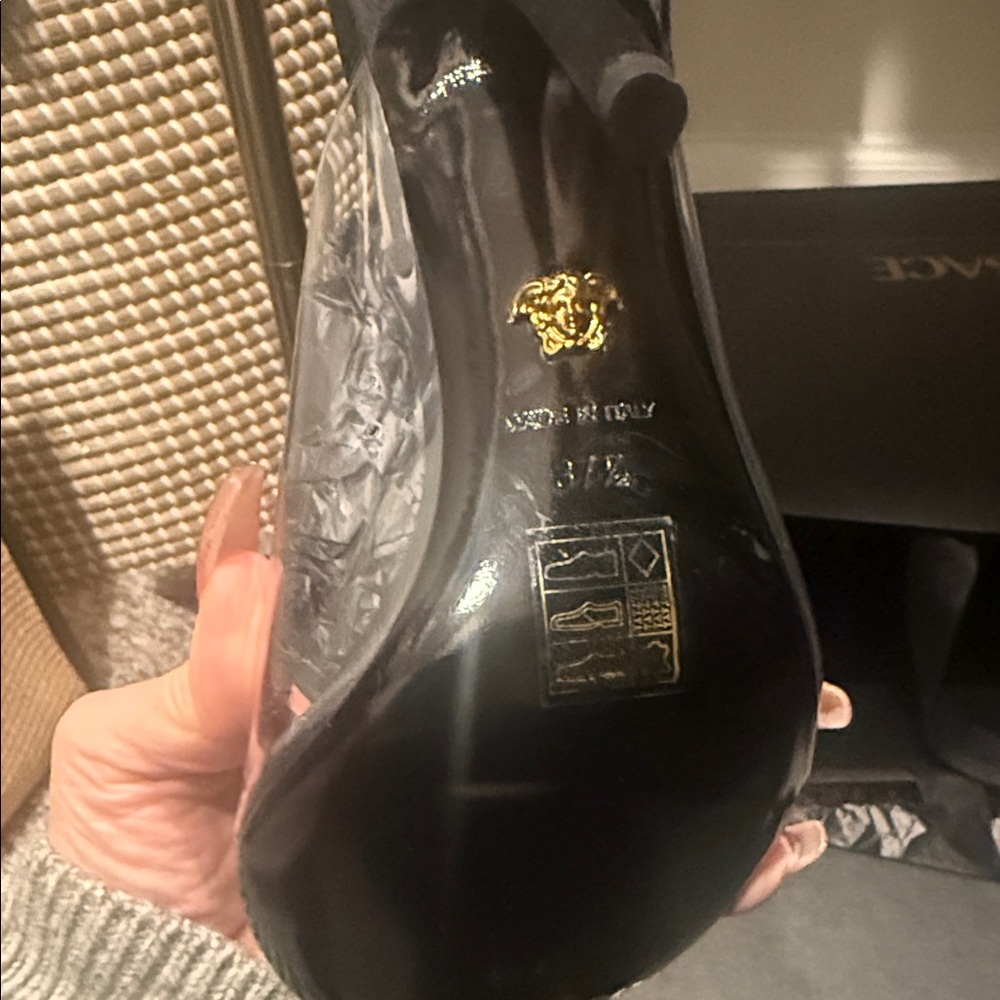 Versace Black and Gold Heeled Mules - Picture 2 of 3